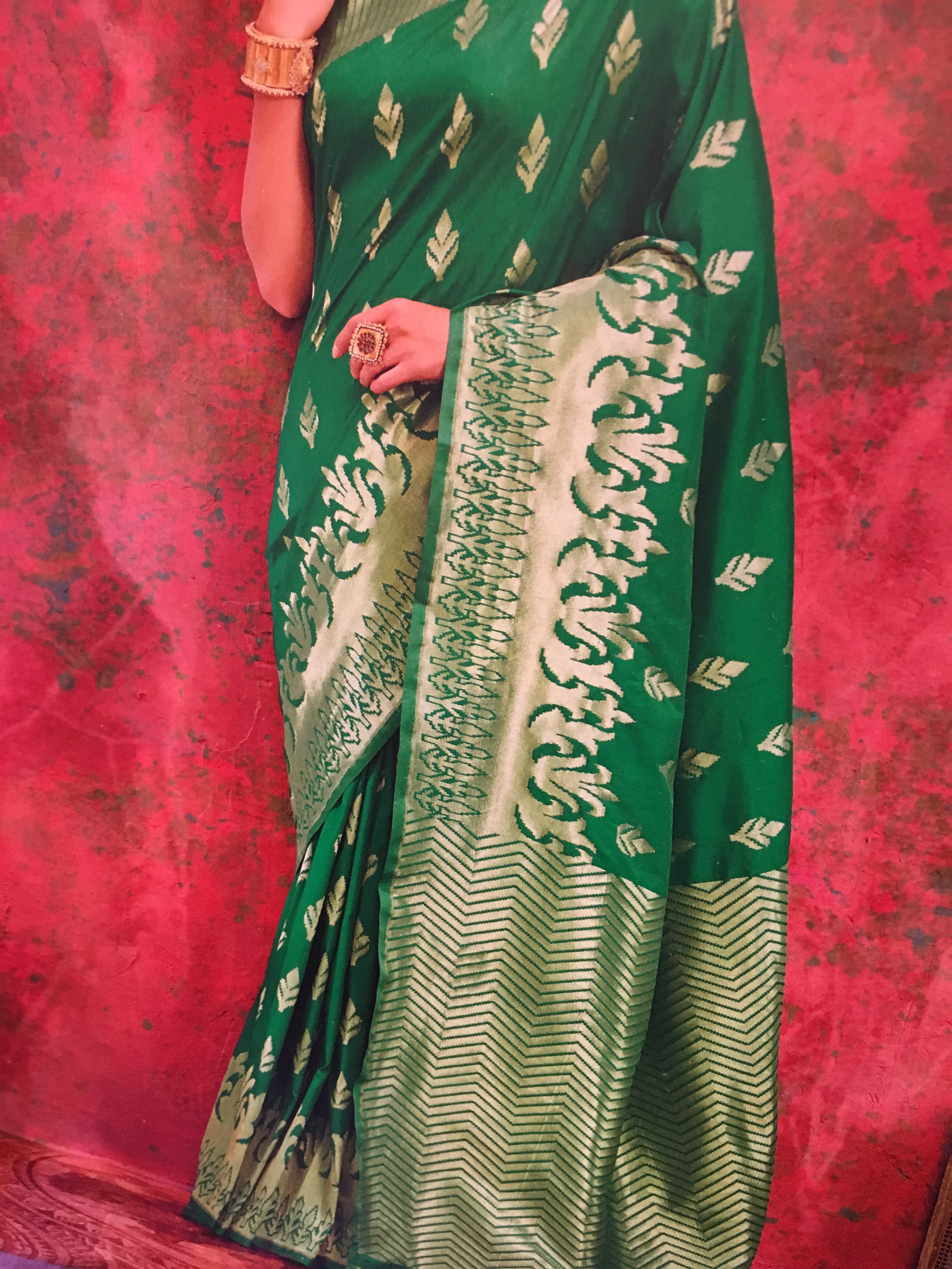 Green Designer Festive Wear Woven Silk Saree