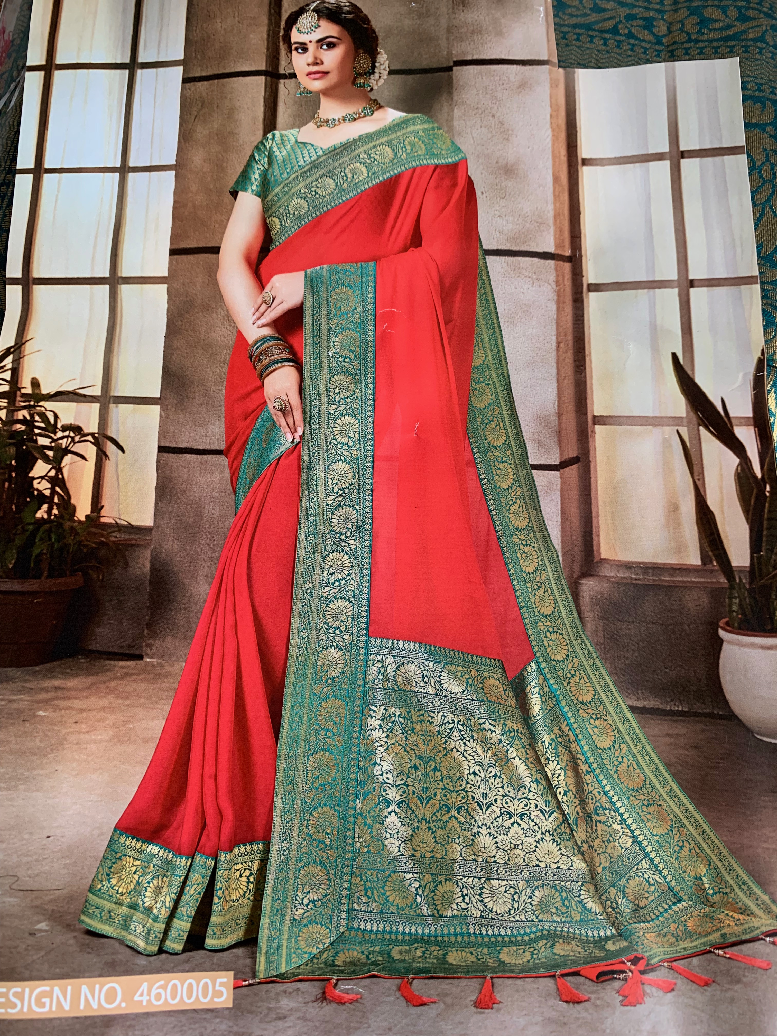 Pure Georgette with Jacquard Border 