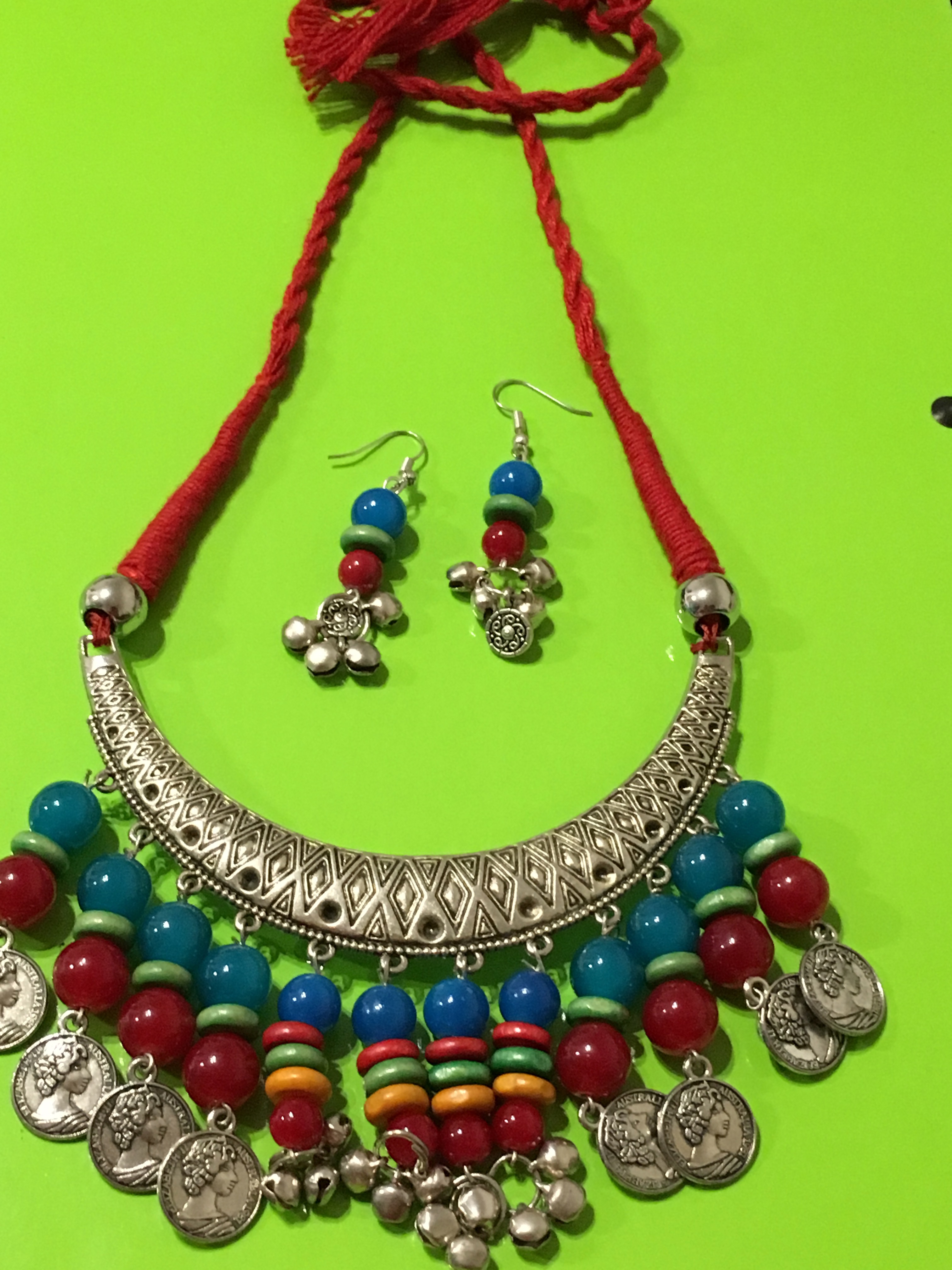 Multicolour Tribal Necklace Set