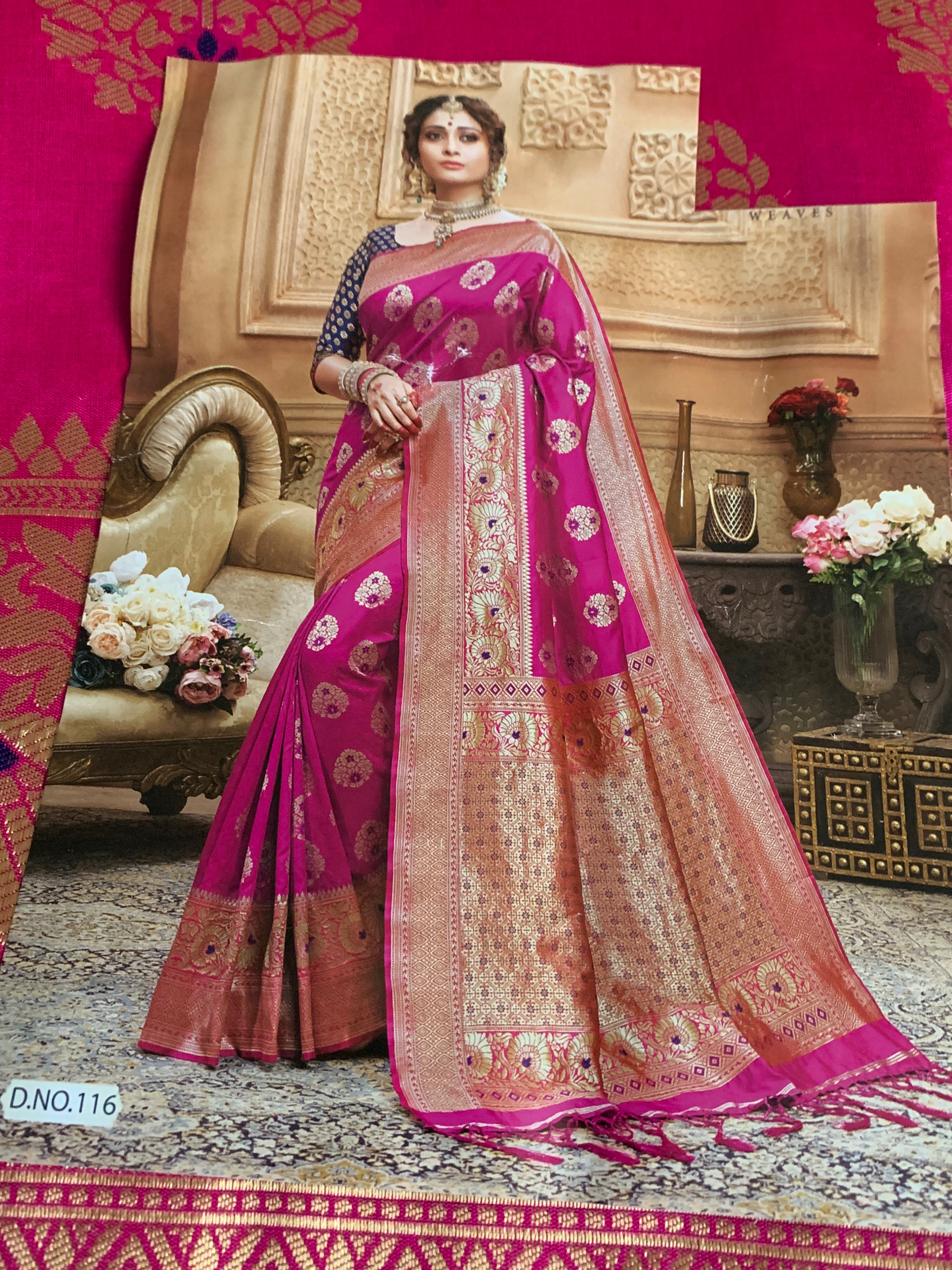  Magenta Coloured Festive Wear Woven Art Silk Saree With Blouse