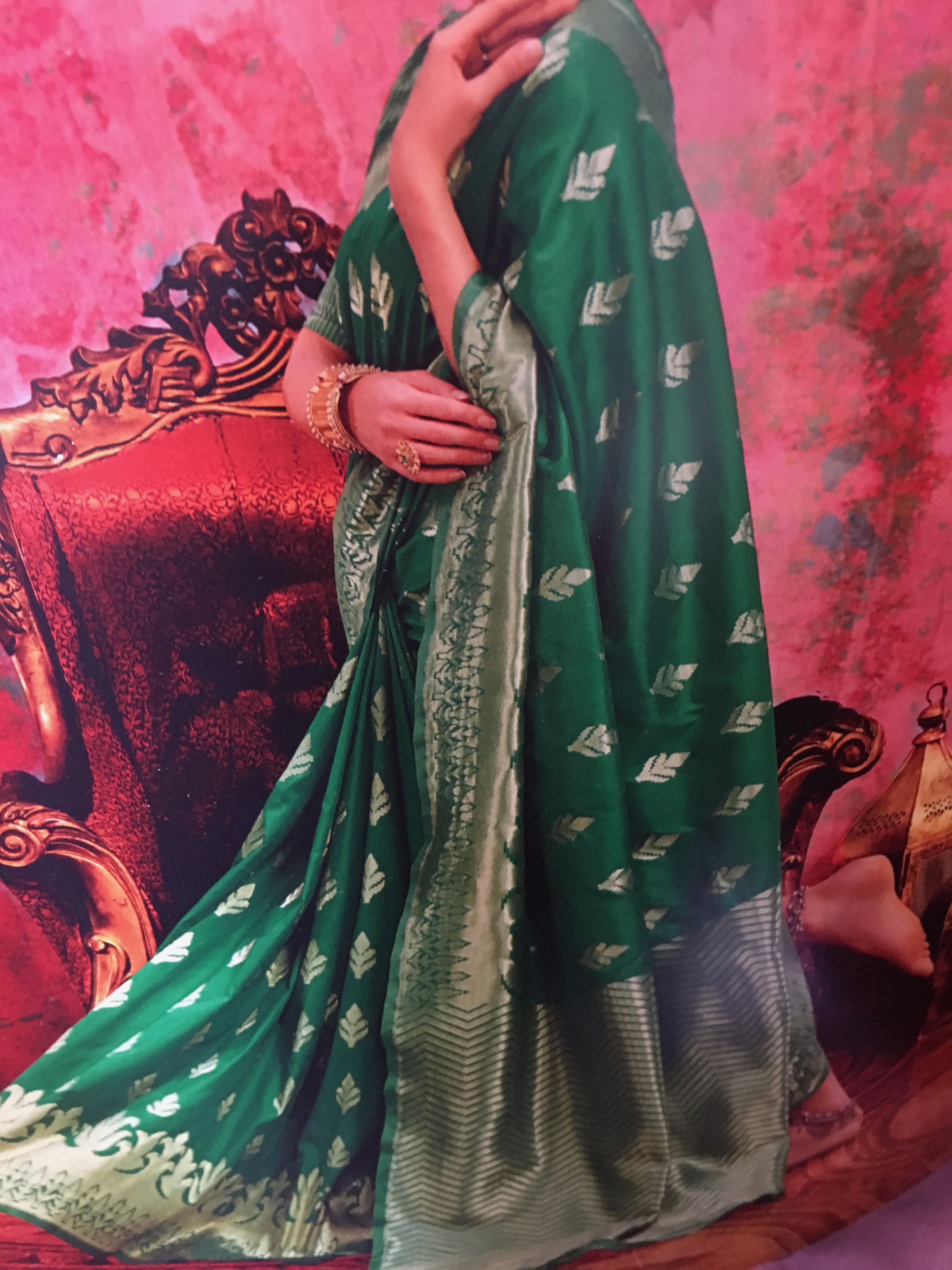 Green Designer Festive Wear Woven Silk Saree